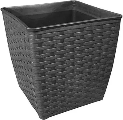 Image de Pot de fleurs Famanu, 32 x 32 x 32 cm - Noir, aspect polyrotin