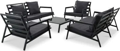Produktbild von 5-tlg. Garten-Lounge-Set mit Auflagen Aluminium Dunkelgrau