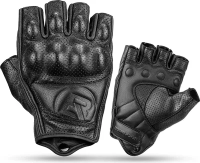 Produktbild von Rockbros Motorradhandschuhe in Schwarz aus Leder mit Knöchelprotektor Handschuhe XL