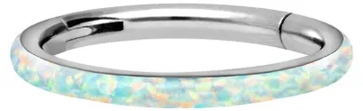 Produktbild von Ohrpiercing, Nasenpiercing, Septum Piercing Titan Segmentring Clicker SYNTHETISCHER OPAL