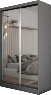 Obrázek produktu pro šatní skříň Darix 120 cm se zrcadlem včetně 2 posuvných dveří Šatní skříň s posuvnými dveřmi (barva: grafit)