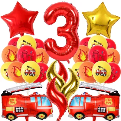 Productafbeelding van Feuerweerman verjaardag decoratie set 21-delig voor 3-jarige jongens