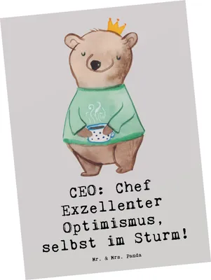 Produktbild von Mr. & Mrs. Panda Grußkarte CEO Optimismus - Grau Pastell - Geschenk, Postkarte, Postkarten, Unternehmensführung, Berufsprodukte, Humor, Geschenke mit Herz, Fotokarte