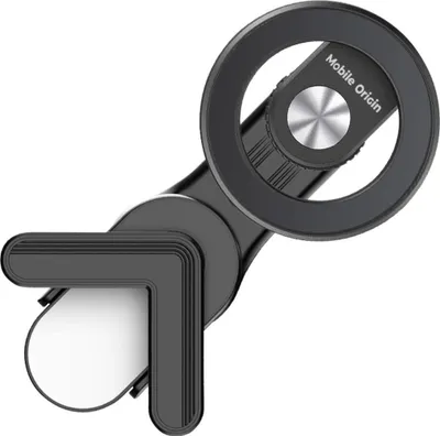 A close-up, top-down view of a black car phone mount.