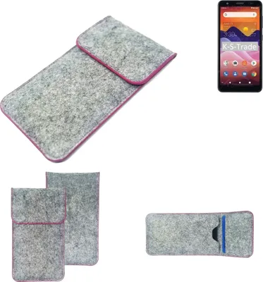 Produktbild von K-S-Trade Handy Schutz Hülle kompatibel mit ZTE Avid 579 Schutzhülle Handyhülle Filztasche Pouch Tasche Case Sleeve Filzhülle hellgrau pinker Rand