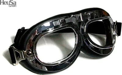 Produktbild von Motorradbrille Fliegerbrille Oldtimer Chopper Biker schwarz mit klaren Gläsern