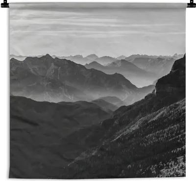 Produktbild von MuchoWow® Wandteppich Wandbehang Berge - Natur - Nebel 60x60 cm Tapisserie Dekoration Wandtuch - Dekorationen - Wand Decke
