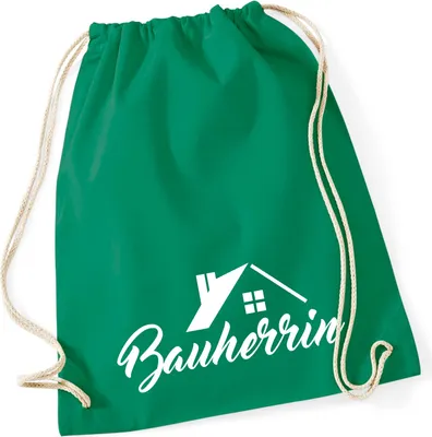 Produktbild von Huuraa Turnbeutel Bauherrin 12 Liter Kelly Green Baumwolle Rucksack Geschenkidee