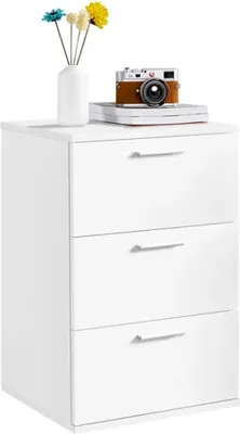 Lot De 2 Tables De Chevet Eloise 3 Tiroirs Blanc - 54x39x28cm - Casaria