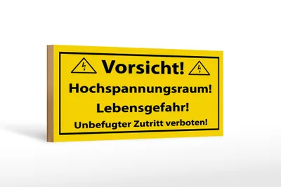 Produktbild von Holzschild Hinweis 27x10cm Vorsicht Hochspannungsraum