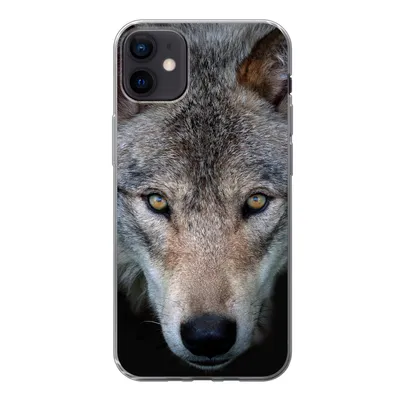 Obrázok produktu pre Kryt mobilného telefónu pre Apple iPhone 12 Mini Vlk - Portrét - čierny Silikónové mäkké puzdro