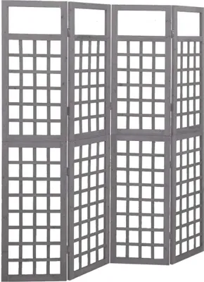 Image de vidaXL Spalier/Paravent 4 pièces bois massif sapin gris 161x180 cm - Paravent - Séparation de pièce - Cloison de séparation