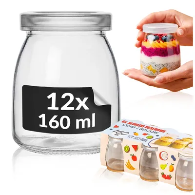 Zdjęcie produktu dla SuperButelki - Zestaw 12x Słoiczków szklanych 160 ml pojemniki szklane 0,16l komplet 12 sztuk