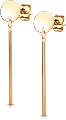 Produktbild von Stab Ohrringe: Runde Ohrstecker Ohrhänger aus Edelstahl Rose Gold