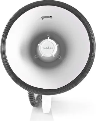 Image de Mégaphone Nedis - Portée maximale : 1500 m - Réglage du volume maximal : 120 dB - Microphone amovible - Sirène intégrée - Bandoulière - Bleu / Blanc