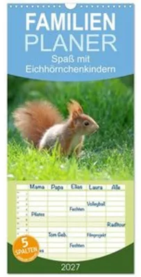 Immagine prodotto di Calendario familiare 2027 - Divertimento con i cuccioli di scoiattolo, con 5 colonne (calendario da parete, 21 x 45 cm) CALVENDO