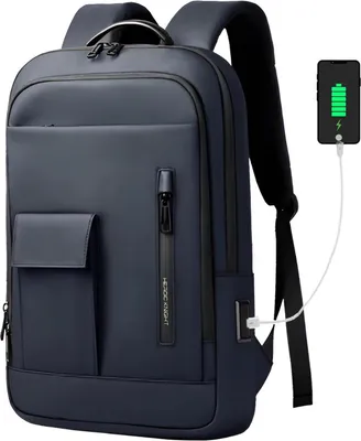 Productafbeelding van CarryQuest® - Rugzak voor laptops, 15,6 inch, waterafstotend, met USB-aansluiting, blauw