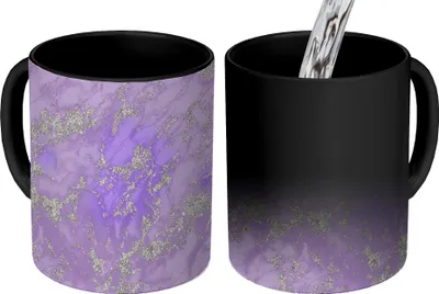 Produktbild von MuchoWow® Zauber Tasse Zaubertasse Magic Marmor - Lila - Muster 350 ml Farbwechsel Becher Geschenk Geschenkidee - Magic-Tasse - Fototasse - Keramiktassen - Bilder - Tasse Kaffee - Getränkbecher - Kaff