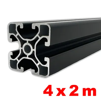 Produktbild von Alu Nutenprofil 40x40 mm Nut 8 Länge 4 x 2 m schwarz eloxiert E6/C35  - ultraleicht 2 m Pakete Alu Nut  Profil Nutprofil - 8 m