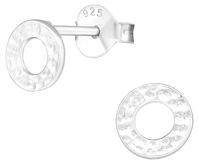Produktbild von Ohrstecker Kreis gehämmert: 925 Silber Ohrringe offen