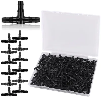 100 Stück T-Stück 4/7 mm für Tropfbewässerung, schwarz