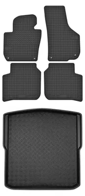 Produktbild von Gummimatten + Kofferraumwanne für Skoda Superb II 2008-2015 (Kombi) – Schwarz, passgenau – Wielganizator