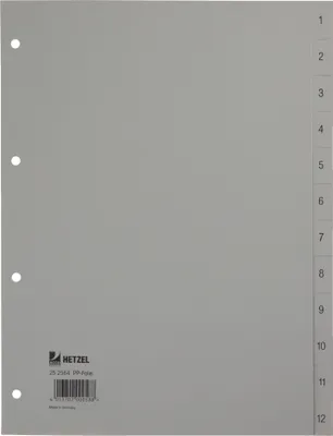 Produktbild von Rexel Kunstst.Reg.A4 12tlg.1-12 grau, Grau, 226 mm, 297 mm, 235 mm, 310 mm, 2 mm