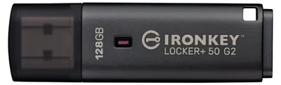 Obrázok produktu pre Kingston Technology IronKey Locker+ 50 G2, 128 GB, USB Typ-A, 3.2 Gen 1 (3.1 Gen 1), 145 MB/s, Čiapky, Čierna