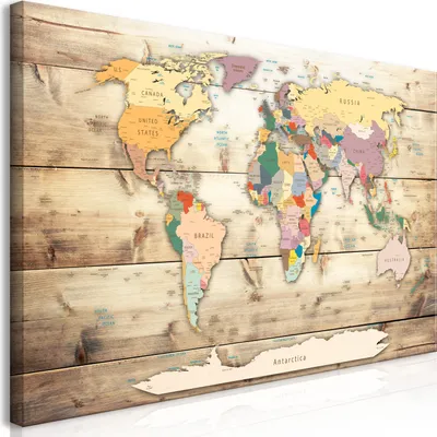 Immagine prodotto di Murale mega XXXL mappa del mondo 250x125 cm pezzo unico formato XXL stampa d'arte per auto-assemblaggio tela quadri moderni quadri fai da te decorazione murale casa decorazione legno k-B-0009-ak-e