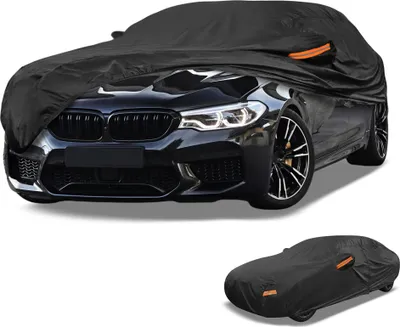 Produktbild von 1 Stk Universal Autoabdeckung Wasserdicht Alle Wetter Automotive Outdoor Anti-UV Sonnenschutz Regenschutz Vollabdeckung Aluminiumfolie Schwarz für Limousine Länge 188" bis 193"