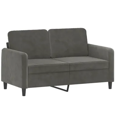 Image de vidaXL Canapé 2 places gris foncé 120 cm velours