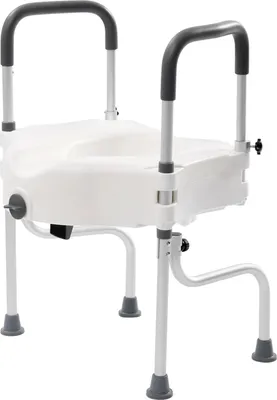 Produktbild von Toilettensitzerhöhung - WC-Sitzerhöher mit Sicherheitsrahmen und Armlehnen - Erhöht 11 cm - Bis 150 kg - Aluminiumlegierung - Weiß