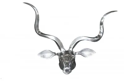 Produktbild von Casa Padrino Designer Geweih Deko Hirsch aus poliertem Aluminium Silber H 44 cm, B 56 cm - Wandfigur - Geweih - Wandgeweih