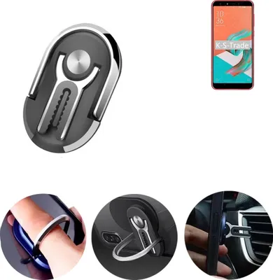 Produktbild von K-S-Trade 3in1 Smartphone-Ring Handy-Ring kompatibel mit Asus ZenFone 5 Selfie Fingerhalterung  Handyring Tischständer Lüftungsgitter-Halterung