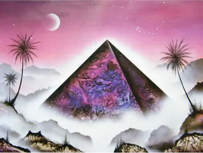 Produktbild von Schwarzlicht Poster | Pyramide | 64x90cm | ungerahmt | Kunstdruck | Fantasy | Wandbild | Wandposter | Ägypten