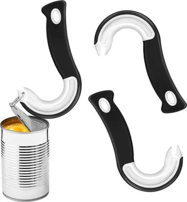 Zdjęcie produktu dla 2 sztuki Otwieracz do puszek Ring Pull - Otwieracz do słoików - Przenośna pomoc kuchenna w kształcie litery J - Otwieracz do butelek - Do puszek z pierścieniem zrywalnym