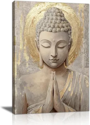 Productafbeelding van Canvas wanddecoratie 30x40 cm, gouden boeddhabeeld, spirituele kunst, voor yoga