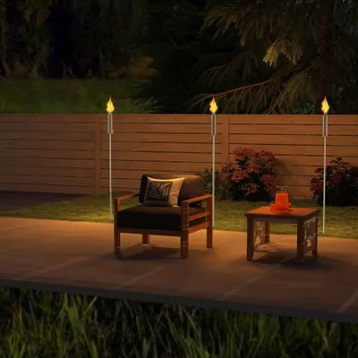 Produktbild von YZNAHRE 30x 115cm Gartenfackeln für Draußen Edelstahl Fackeln mit Glasfaserdocht & Löschkappe 330ml Öllampe Ölfackeln, für Außen-Innen