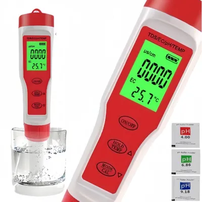 Produktbild von 4-in-1 Wasserqualität-Tester, Tragbar Elektronischer Wassertester, 0,01 Hohe Genauigkeit PH-Messgerät, TDS/EC/Temp/PH Stift, LCD-Display