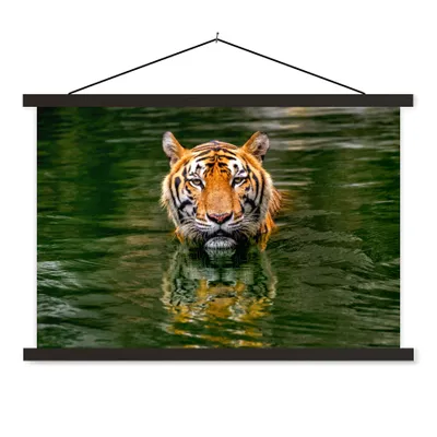 Produktbild von MuchoWow® Textilposter Tiger im Wasser 120x80 cm mit schwarzem Rahmen - Wanddeko