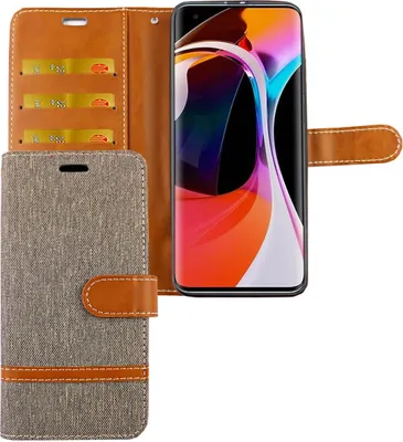 Immagine prodotto di Custodia protettiva per smartphone Xiaomi Mi 10, tipo flip-case con scomparto per carte, colore: jeans grigio