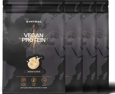 Produktbild von GYMTRAIL® Veganes Eiweißpulver aus Erbsenprotein 2000g | Pflanzliches Proteinpulver mit essenziellen Aminosäuren | Ohne Soja und Süßungsmittel mit Birkenzucker | Banana