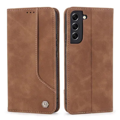 Obrázek produktu pro RetroPolyuretankožené pouzdro pro Samsung Galaxy S22 5G peněženkový design pouzdro s držákem na karty a stojánkem Hnědý