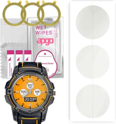 Produktbild von apgo 3 Stück Schutzfolie, Matt, kompatibel mit Hammer Watch Smartwatch, Hydrogel Displayschutzfolie mit Positionierhilfe, Displayfolie, robust und kratzfest