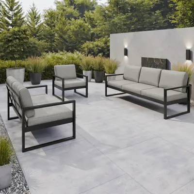 Produktbild von BEAUTYSOFA | Gartenmöbel-Set STELLA,  Gartenmöbel Set Balkon Terrasse Gartenlounge-Set für 6 Personen, Sofas & Sessel Wasserabweisend Stoff Beige