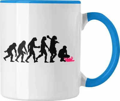 Produktbild von Trendation - Modeleisenbahn Geschenk Tasse Spruch Geschenk Geschenkidee Opa Rentner Dampflokomotive Eisenbahn Herzschlag (Blau)