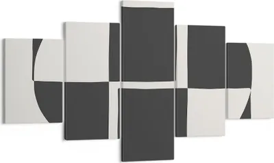 Produktbild von Bild auf Leinwand - Leinwandbild - 5 Teile - Abstraktion Kontrast Figuren - 125x70cm - Wand Bild - Wanddeko - Wandbilder - Leinwanddruck - Bilder - Wanddekoration - Leinwand bilder - EA125x70-4495