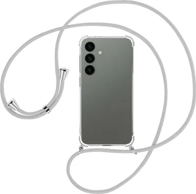 Produktbild von Handykette Backcover-Schutzhülle mit Band (Metall silberfarben) für Samsung Galaxy S24 - silbergrau