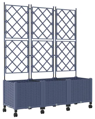 Immagine prodotto di Viadix Vasi da fiori con graticcio e rotelle, set da 3 pezzi, grigio, PP