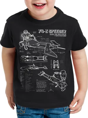 Produktbild von style3 74-Z Speeder Bike Kinder T-Shirt blaupause endor